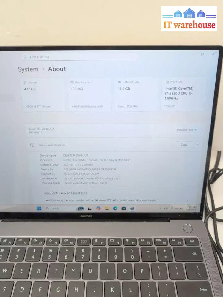 (Nice) Huawe1 MachW29 14’’ 3K Touchscreen Laptop i7-8550U 16GB Ram 500GB SSD Win11