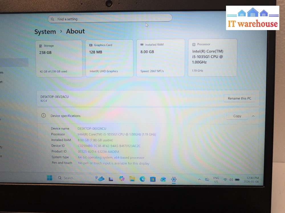 (NICE) LENOVO 82C4 14" FHD Laptop  i5-1035G1 CPU/8GB RAM/256GB SSD/Win11 /GRAY -