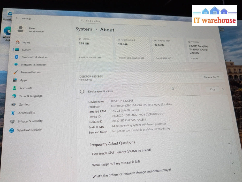 (NICE) Lenovo M920q ThinkCentre Tiny PC i5-8500T/12GB RAM/256GB M2 SSD/ Win 11 -