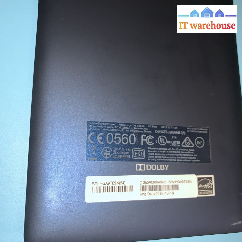 (Nice)  Lenovo Tab 2 A8-50F  WiFi 16GB 8" 5MP 1GB Ram Android Tablet