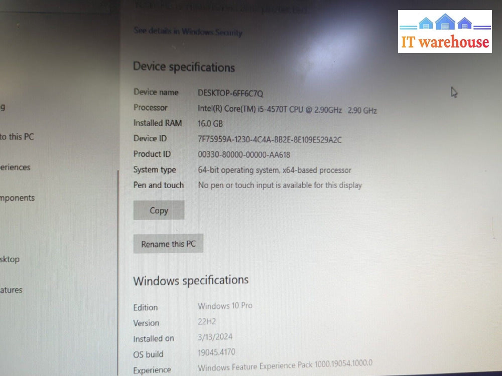(NICE) Lenovo ThinkCentre M73 Tiny PC i5-4570T CPU/16GB RAM/256GB SSD/Win10 -