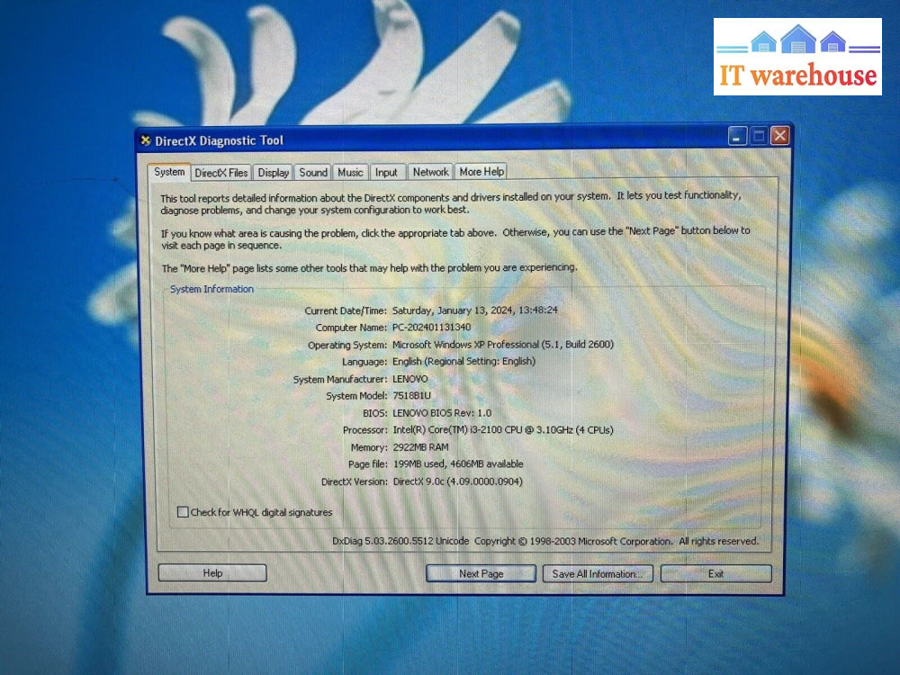 ~ (Nice) Lenovo ThinkCentre M81 SFF PC Core i3-2100 4GB RAM 500GB Windows XP Pro