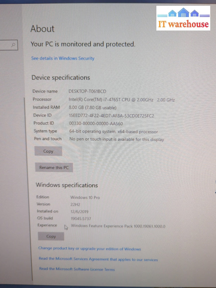 Nice Lenovo ThinkCentre M93p Tiny PC i7-4765T/ 8GB Ram/240GB SSD/ Win 10/ AC -