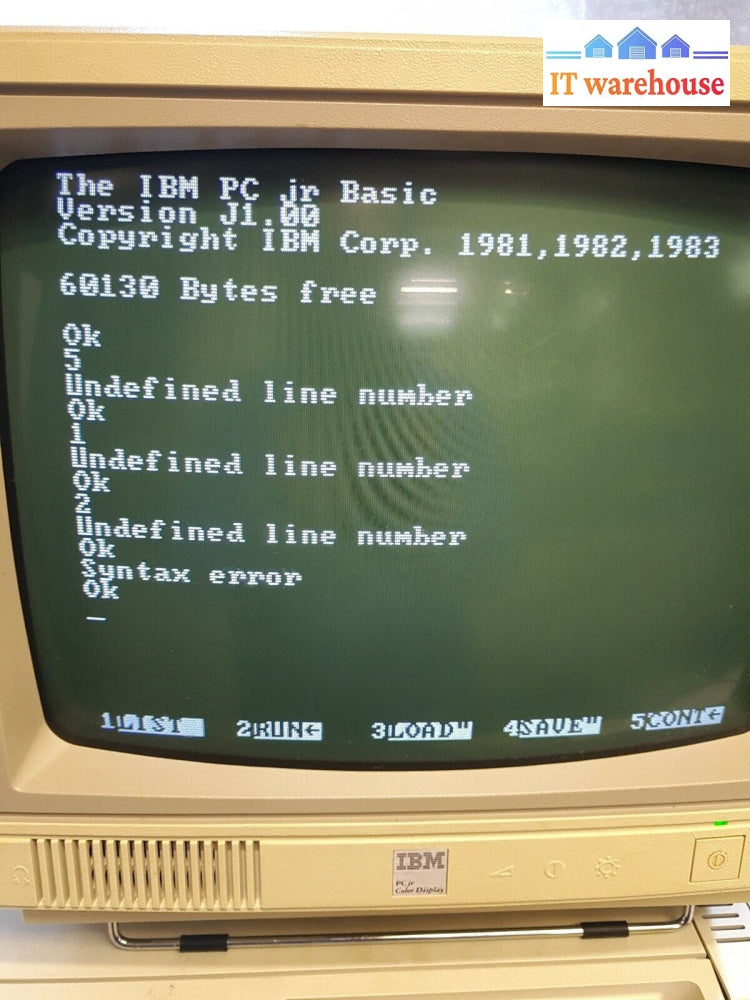 (Nice & Rare) Vintage 8088 IBM PCjr  4863 Computer +Monitor/Keyboard/Mouse/AC