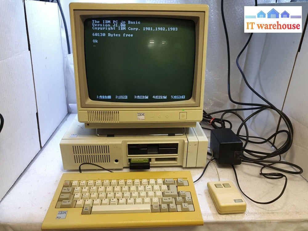 (Nice & Rare) Vintage 8088 Ibm Pcjr 4863 Computer + Monitor/Keyboard/Mouse/Ac