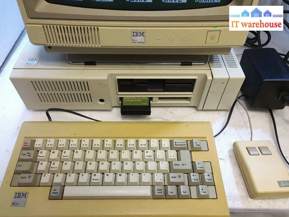 (Nice & Rare) Vintage 8088 IBM PCjr  4863 Computer +Monitor/Keyboard/Mouse/AC