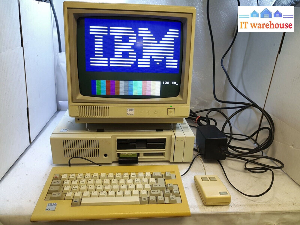 (Nice & Rare) Vintage 8088 Ibm Pcjr 4863 Computer + Monitor/Keyboard/Mouse/Ac
