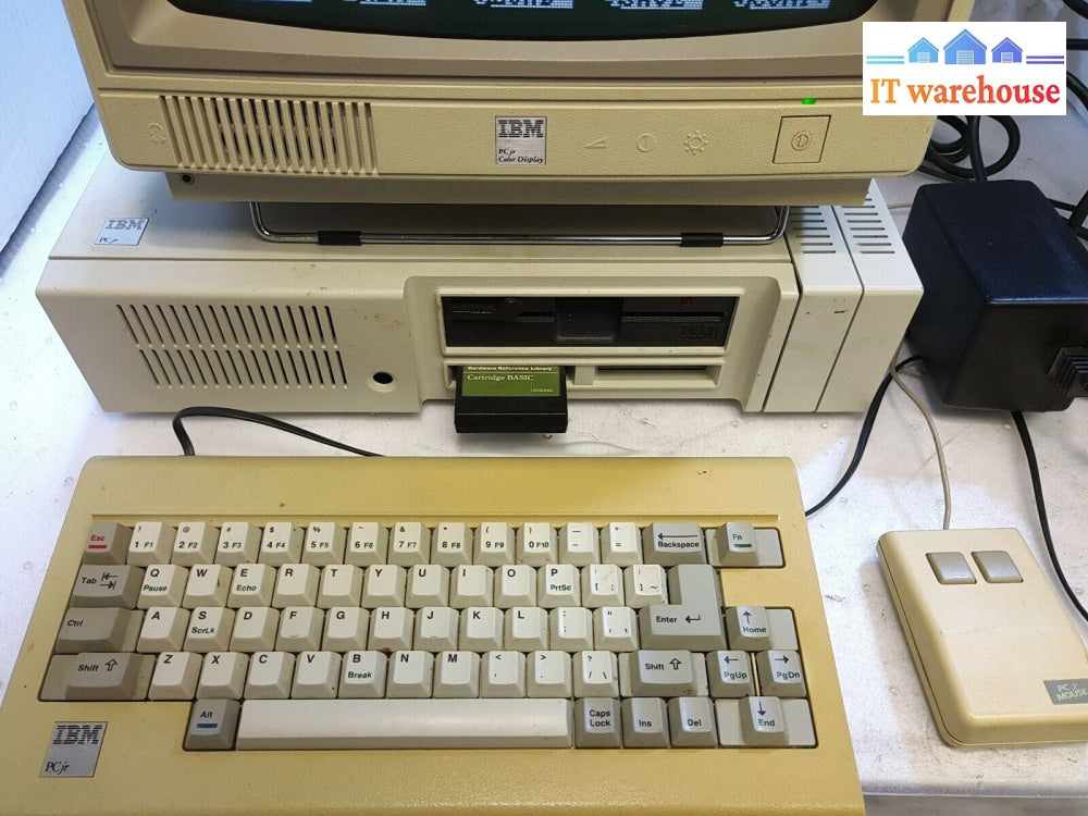 (Nice & Rare) Vintage 8088 Ibm Pcjr 4863 Computer + Monitor/Keyboard/Mouse/Ac