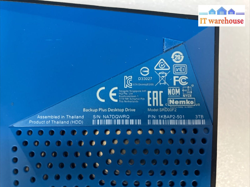 ~(Nice) Seagate Expansion 3Tb Desktop Hard Drive Srd00F2 1Kbap2 W/Ac & Usb Cable