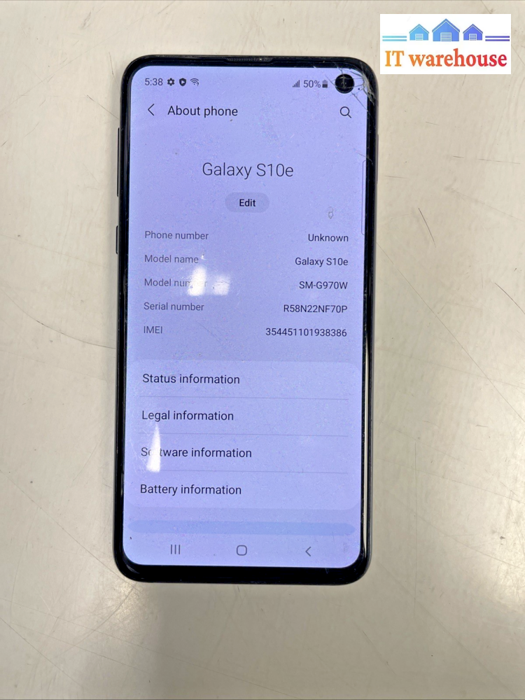 Nice Smartphone Galaxy S10e 128GB Unlocked  with little crack  +