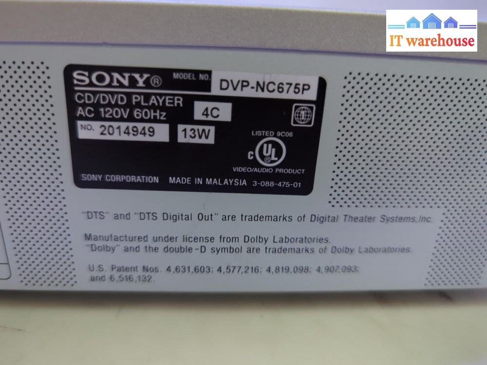 Nice ~ Sony DVP-NC675P CD DVD 5-Disc Player  (No Remote)-