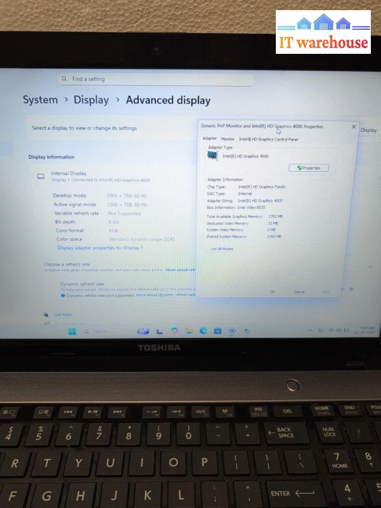 (NICE) Toshiba Satellite L855 15.6" LAPTOP i7-3630QM /8GB /256 GB SSD/Win 11 -