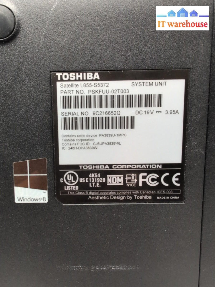 (NICE) Toshiba Satellite L855 15.6" LAPTOP i7-3630QM /8GB /256 GB SSD/Win 11 -