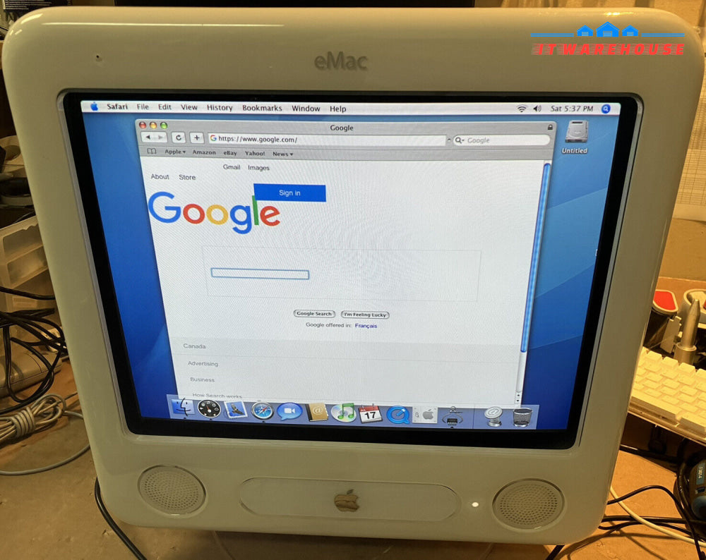 ~ (Nice) Vintage Apple Emac 2003 Powerpc G4 1Ghz 1Gb Ram 80Gb Hdd Wifi Os X 10.6