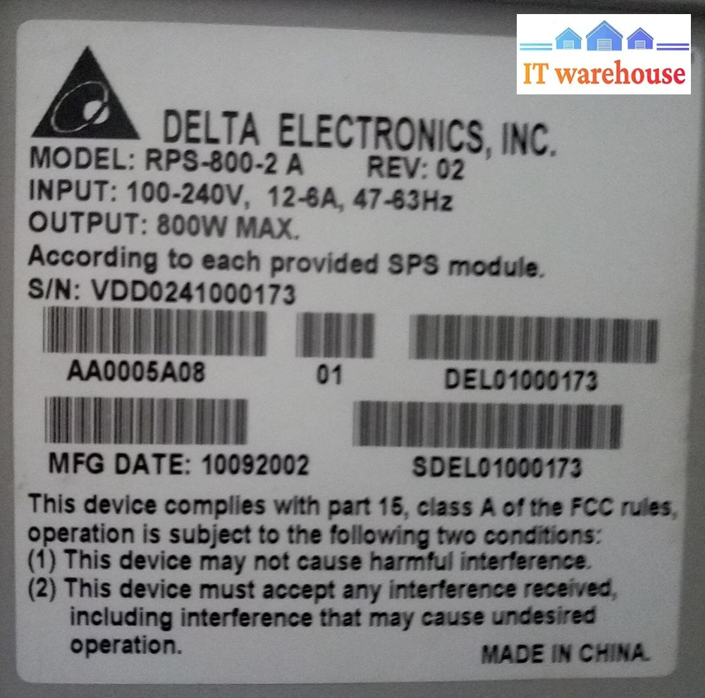 - Nortel Baystack 10 Power Supply Delta Electronics Rps-800-2 A (=Del)