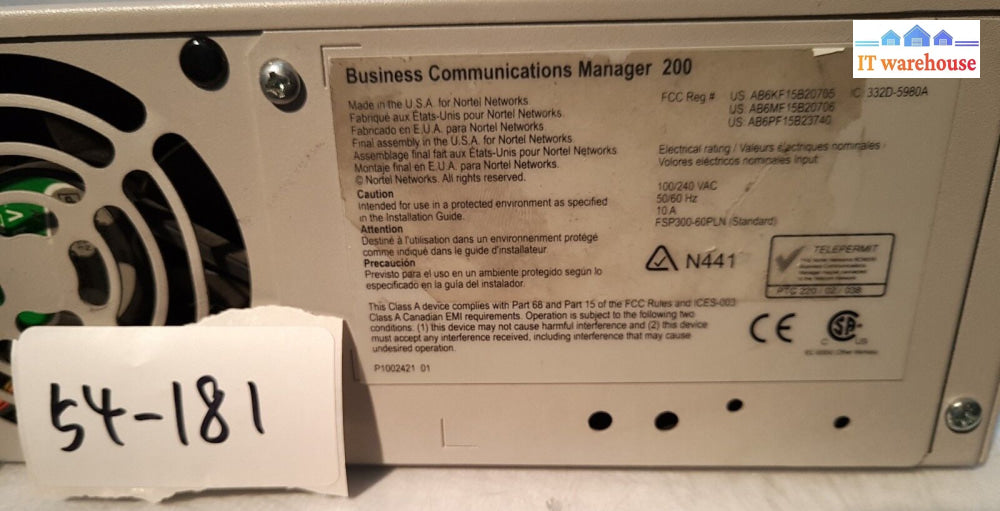 - Nortel Bcm200 Business Communications Manager With 4X16 Modules (Nt7B10Aadt)