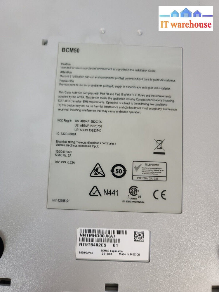 - Nortel Networks Nt9T6402E5 01 Bcm50 Expansion W/Dsm 32 + (No Adapter)