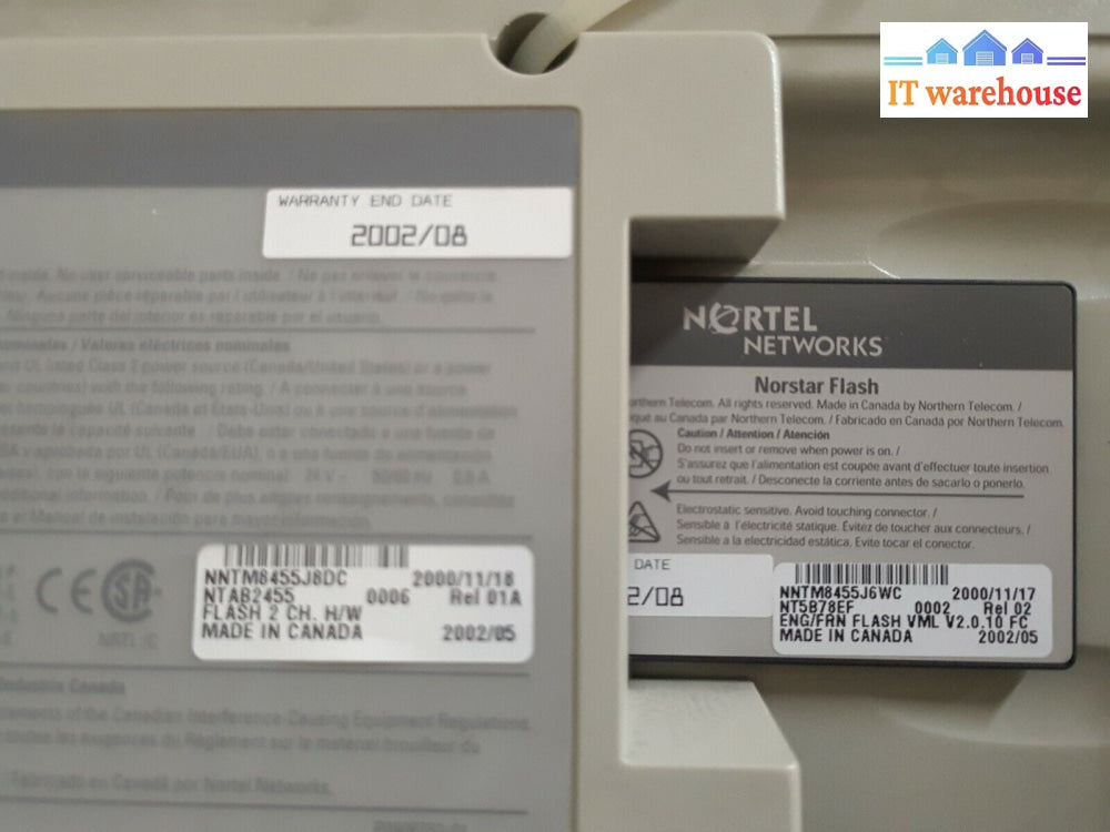 - Nortel Norstar Flash 2 Model Ntab2455 W/Nt5B78Ef &Ac Adapter