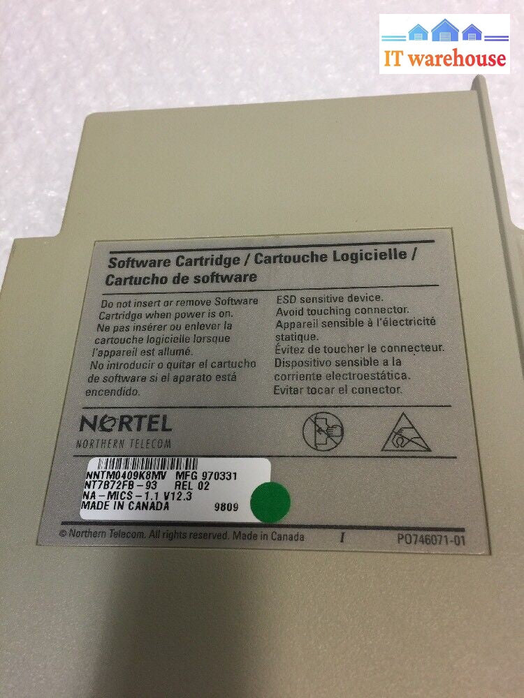 -Nortel NorStar Meridian NT7B72FB-93 REL 02 NA-MICS-1.1 V12.3 Software Cartridge