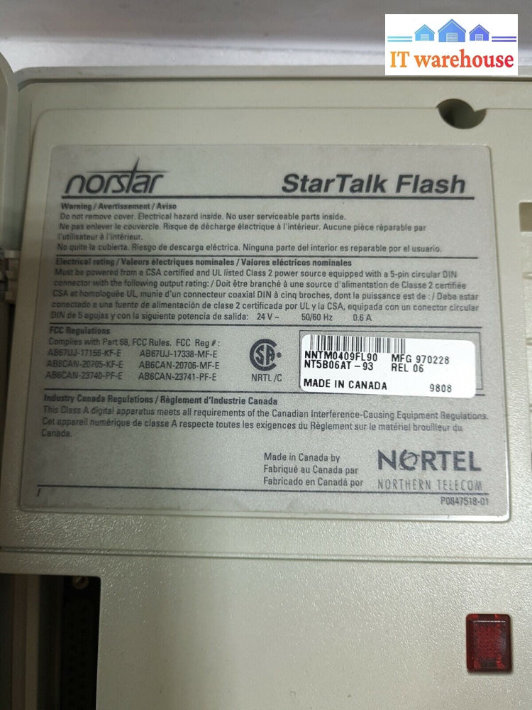 Nortel Norstar StarTalk Flash Model  NT5B06AT-93 NNTM0409FL90 (NO ADAPTER)-