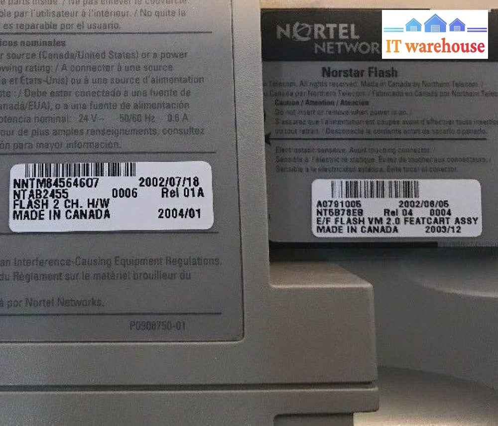 Nortel-Norstar StarTalk Flash NTAB2455 2 Port Voicemail and NT5B78EB