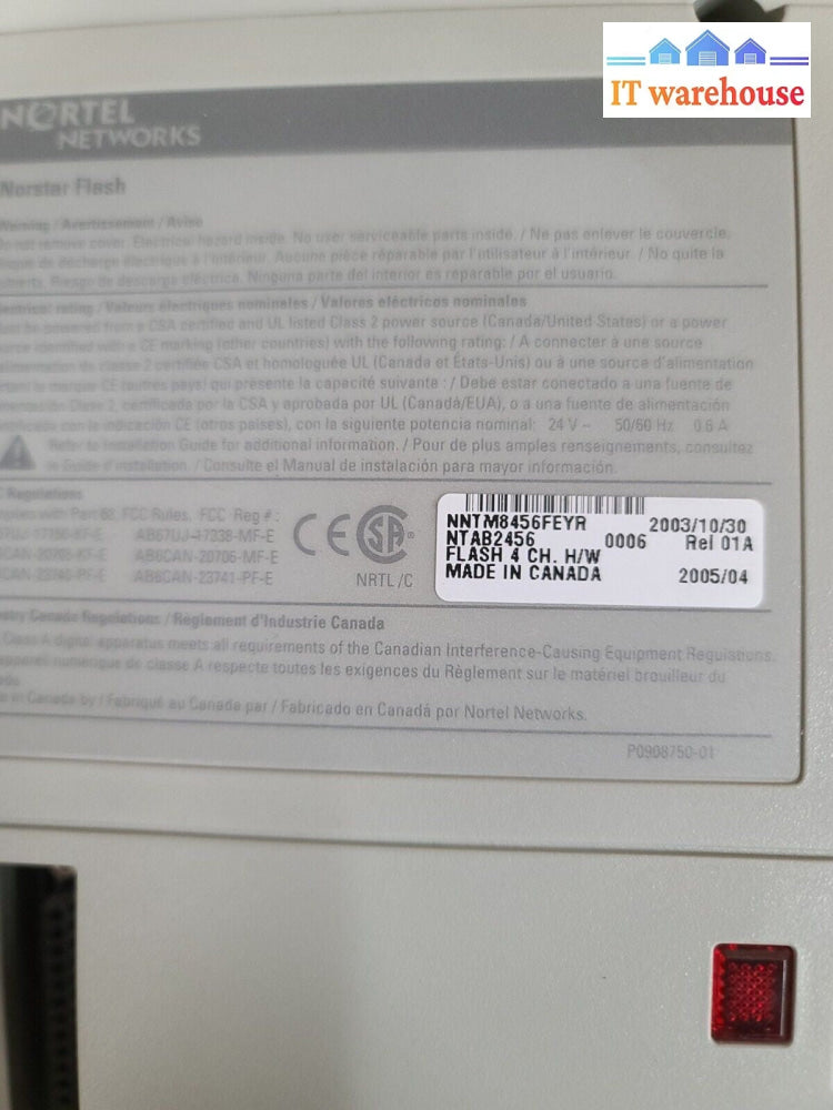 Nortel Norstar StarTalk Flash NTAB2456 NNTM8456FEYR  W/NT5B78EB (NO ADAPTER)-