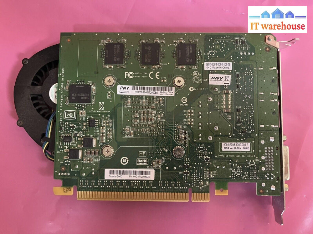 ~NVIDIA 699-52008-0500-100 P2008 Quadro 2000 1GB 128bit PCIe GDDR5 Graphics Card