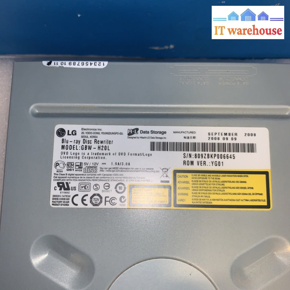 OEM LG BLACK 6X BD-R 2X BD-RE 16X DVD+R SATA SUPER-MULTI BLU-RAY BURNER GBW-H20L