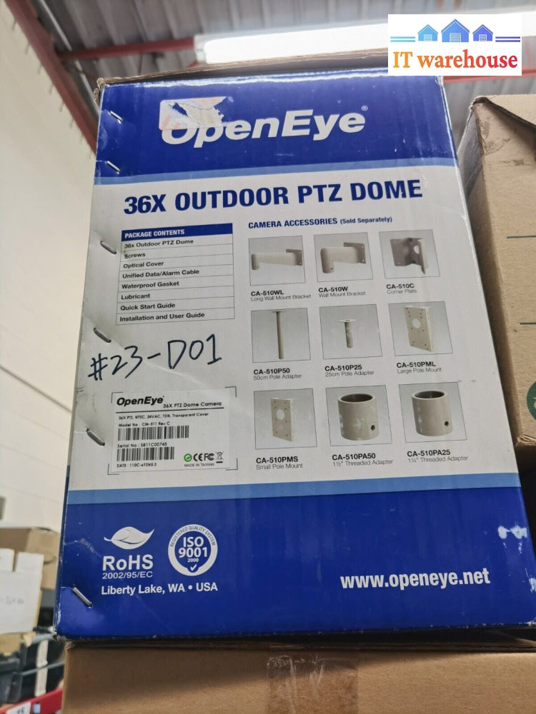 $ OpenEye 36X Outdoor PTZ Dome CM-511 IP66 rated weatherproof camera