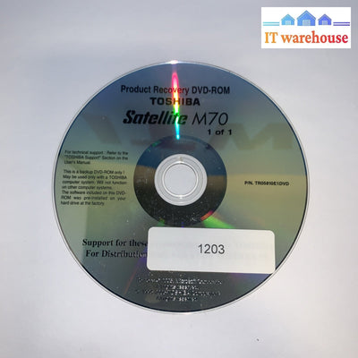 Operating System Windows Recovery CD for Toshiba Satellite M70