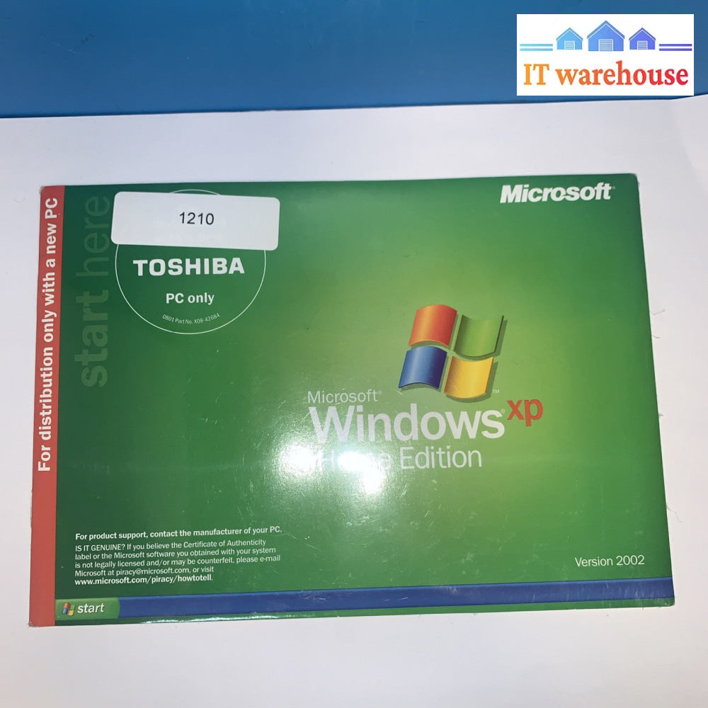Operating System Windows XP Home Edition for Toshiba PC Only
