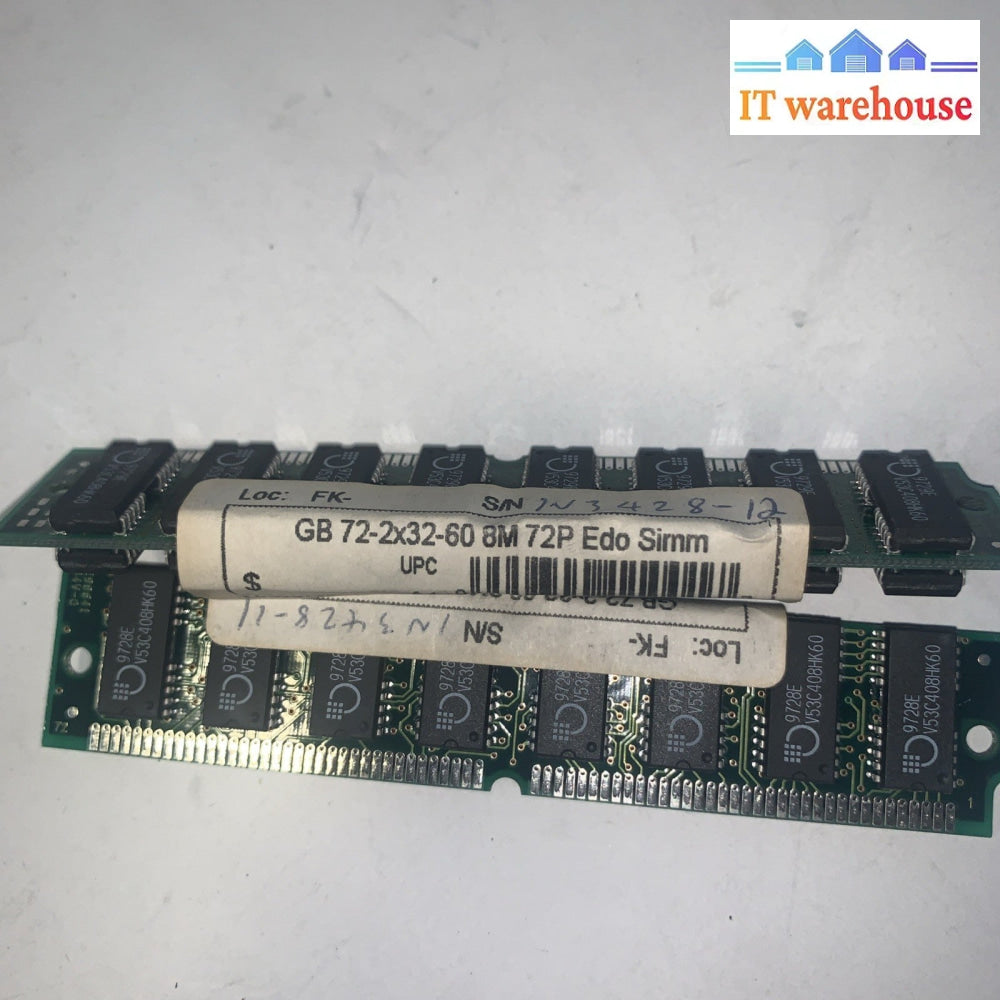 Pair of  Vintage 72 Pin 72-2x32-60 8MB 72P Edo Simm  Memory’s