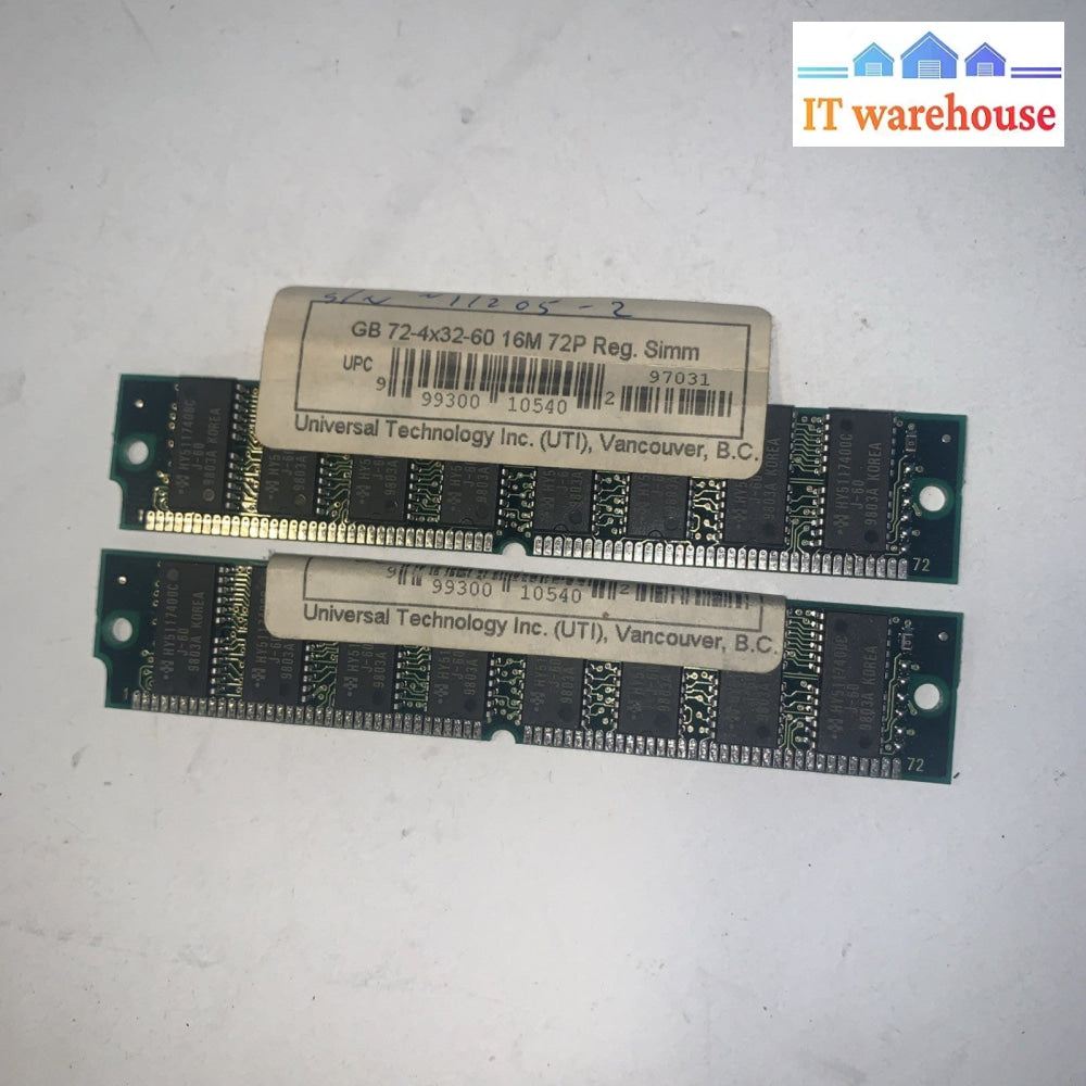 Pair of  Vintage 72 Pin 72-4x32-60 16M 72P REG Edo Simm  (registered) Memory
