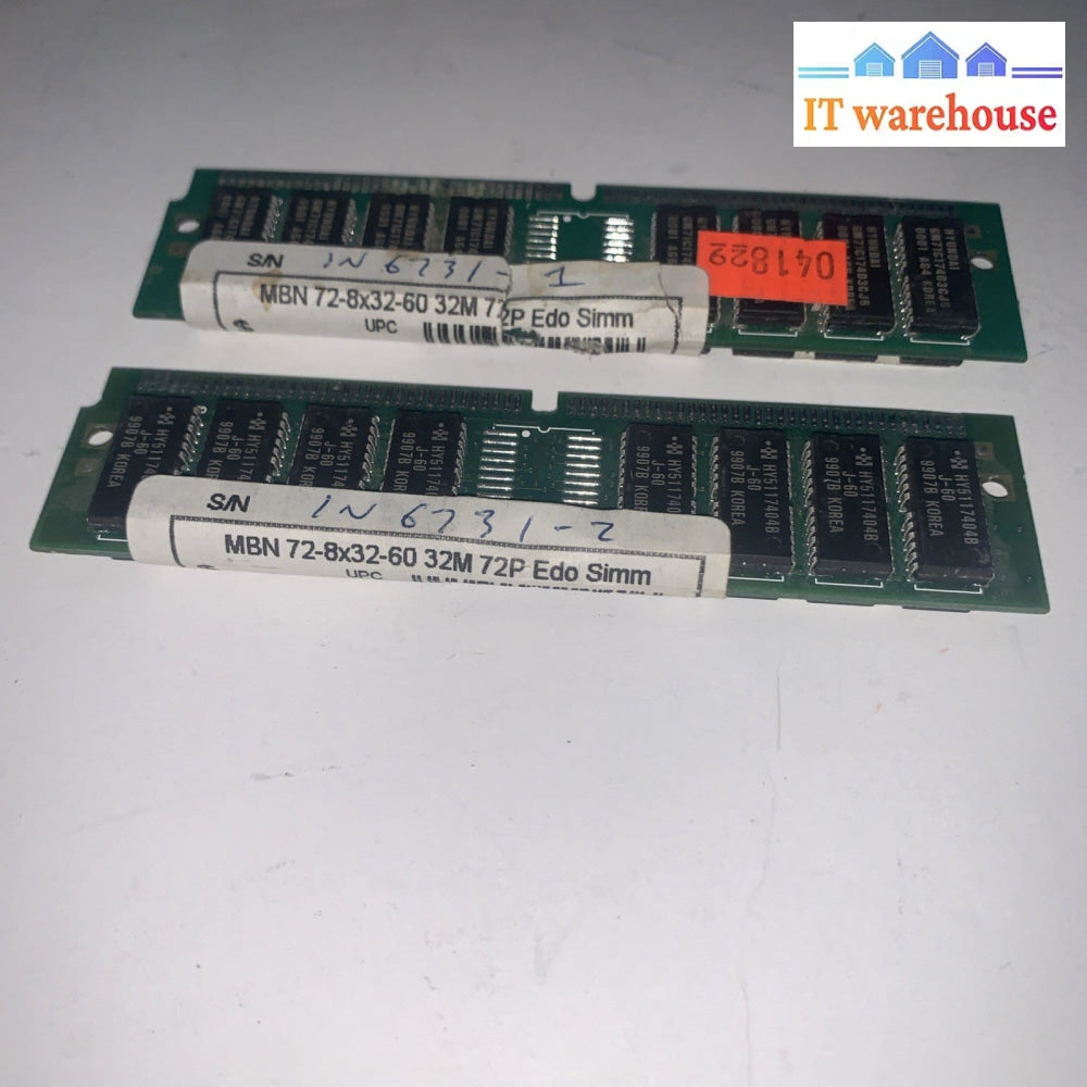 Pair of  Vintage 72 Pin 72-8x32-60 32M 72P Edo Simm  Memory