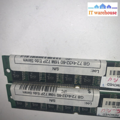 Pair of  Vintage GB 72 Pin 72-4x32-60 16M 72P Edo Simm  Memory