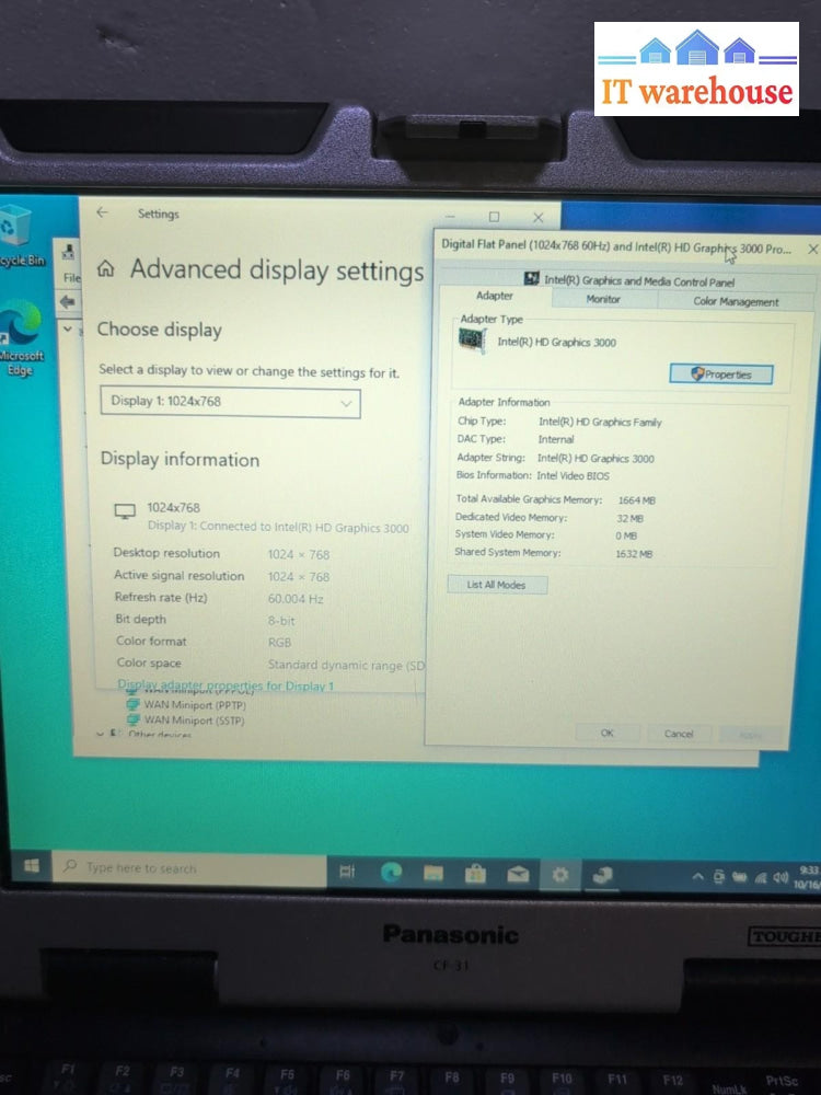 Panasonic ToughBook CF-31 13" LAPTOP / i5-2520M /8GB RAM/ 120GB SSD/ Win 10 -
