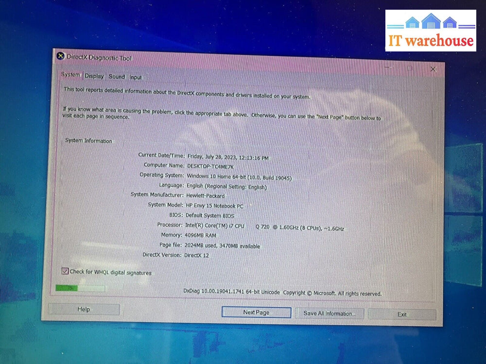 ~ (Parts) AS IS HP Envy 15-1050CA Laptop i7 Q720 1.6GHz / 4GB / 500GB HDD (READ)