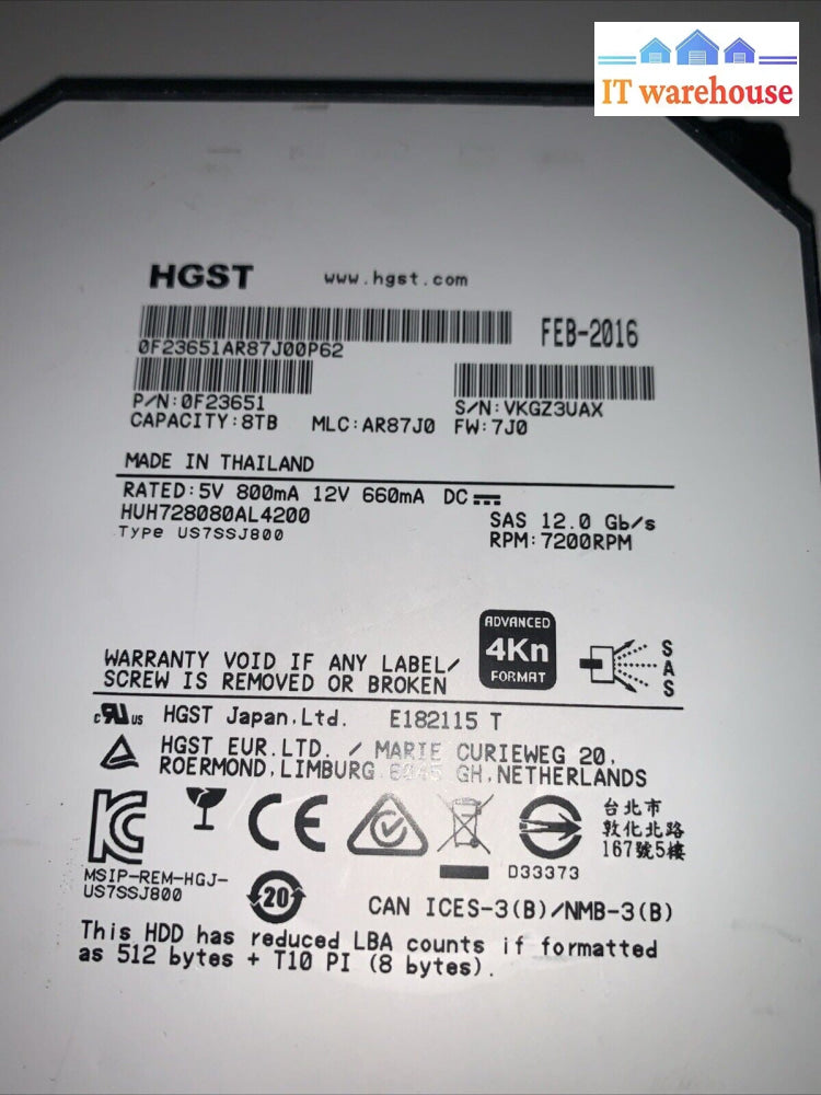 PCB only-HUH728080AL5200 006-0A90444 0J43670 Circuit Board HDD data recovery