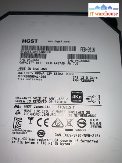 PCB only-HUH728080AL5200 006-0A90444 0J43670 Circuit Board HDD data recovery