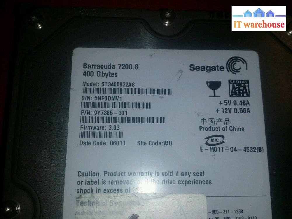PCB ST3400832AS  Seagate 400Gb  9Y7385-301 HD 3.5" SATA Logic board FW 3.03