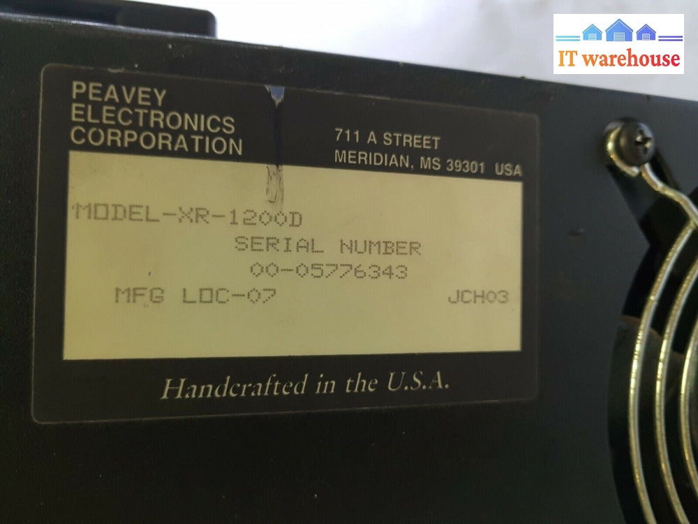 - PEAVEY XR 1200D POWERED AUDIO CONSOLE MIXER WITH DIGITAL EFFECT (PICK UP ONLY)