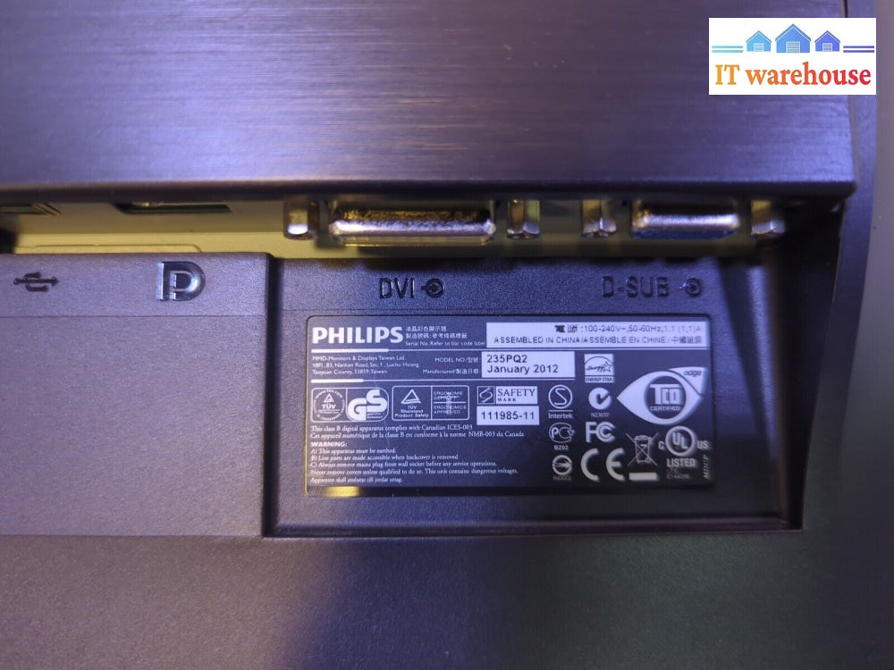 - Philips 235PQ 23" FHD IPS LED 16:9 1920X1080 MONITOR (NO STAND)