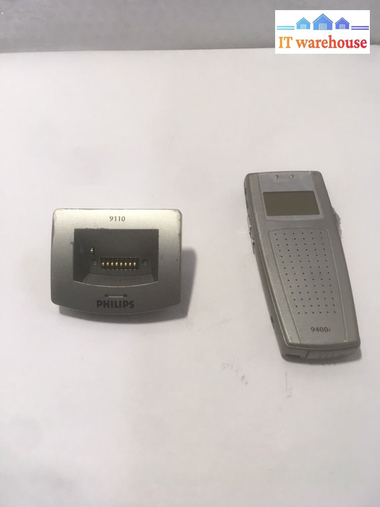 + Philips 9400I Digital Recorder With 9110 Base Usb Chargeable No Ac Sd