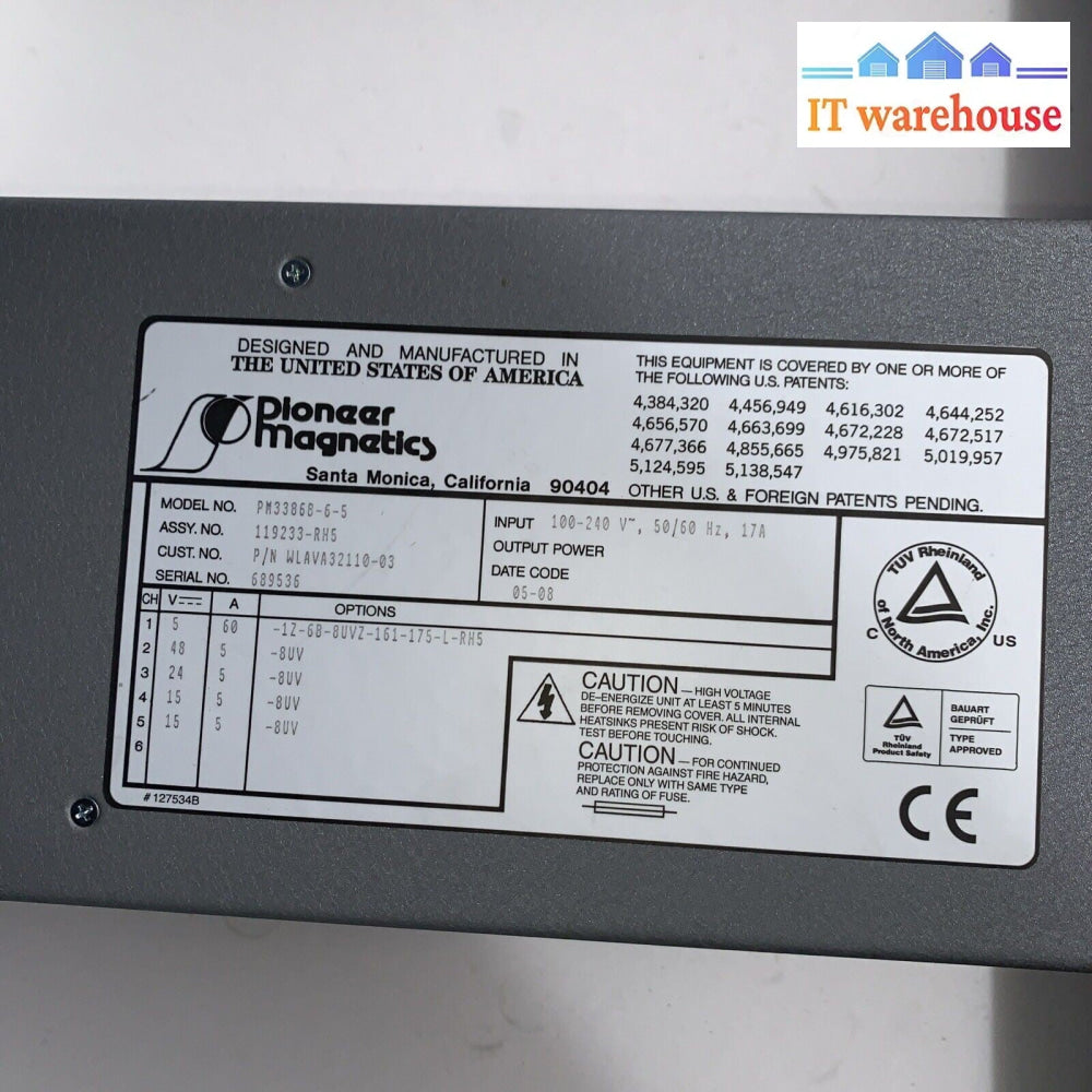 Pioneer Magnetics PM3386B-6-5 Power Supply 1470W 100-240V 50/60Hz 17A