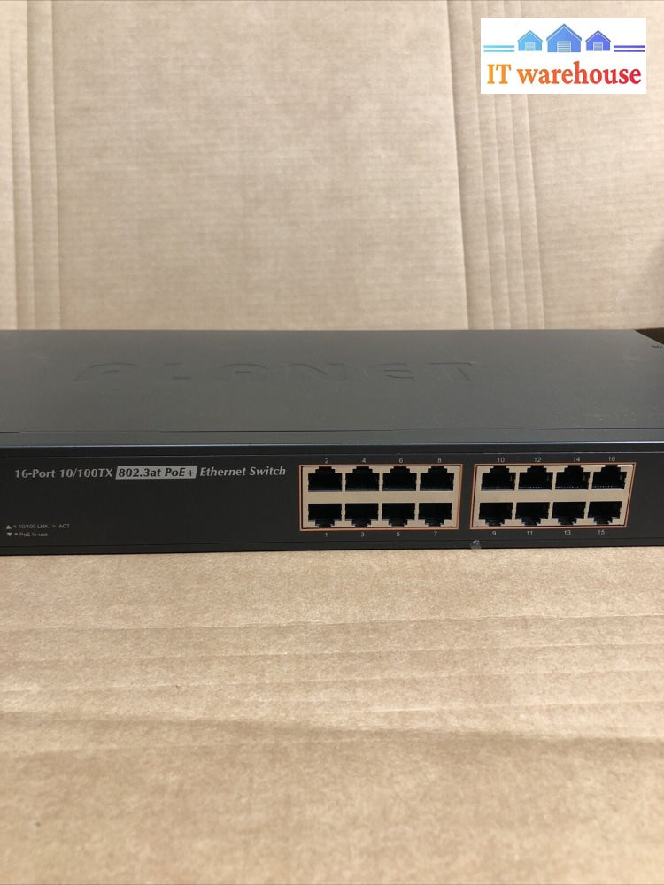 +Planet FNSW-1600P 16-Port 10/100TX 802.3at PoE+ Ethernet Switch
