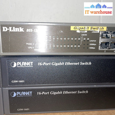 Planet Gsw-1601 / D-Link Des-1226G Gigabit Ethernet Switch (Lot Of 3)