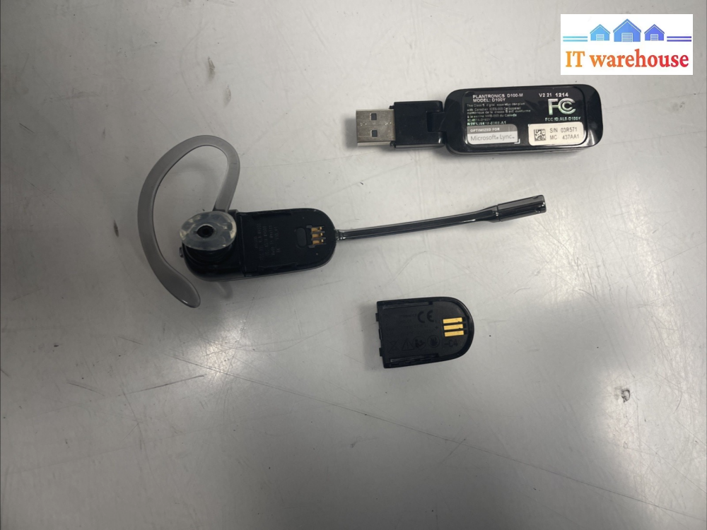 Plantronics WH500 Headset, Charge Base w Adapter , Battery, USB D100 Receiver +