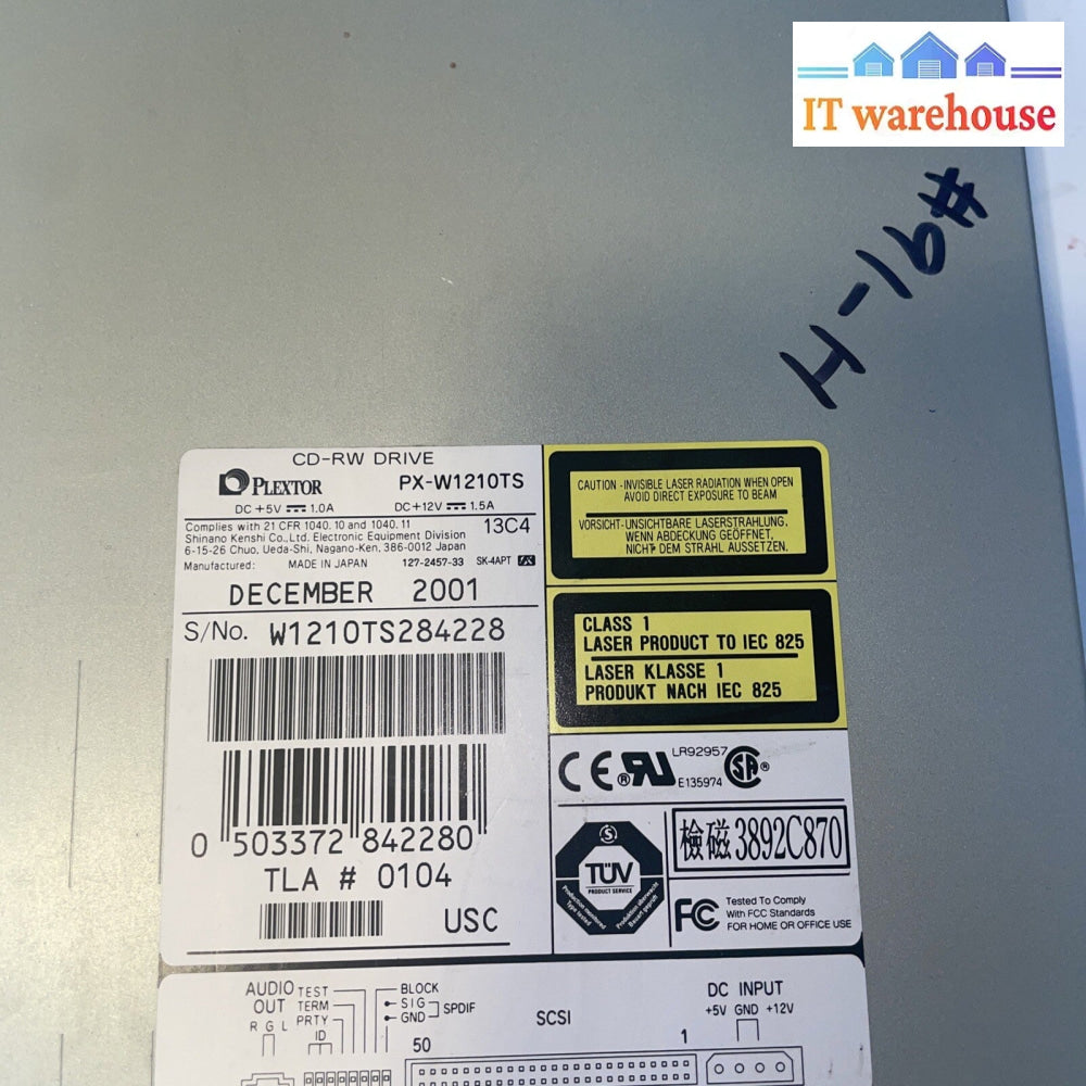 * Plextor PX-W1210TS PlexWriter 32x UltraSCSI Internal CD-RW Drive