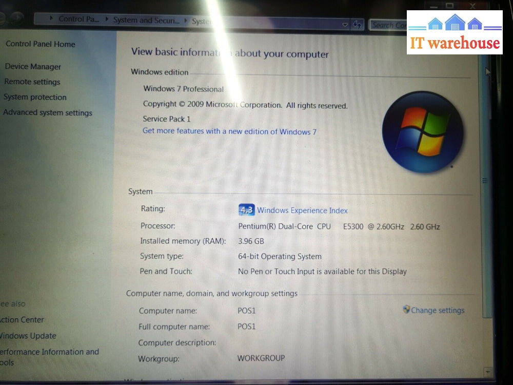 - Posligne Odysse-Ii (Art 02452) 15’ Pos Touch Terminal W/E5300/4G/320G Hdd/Win7