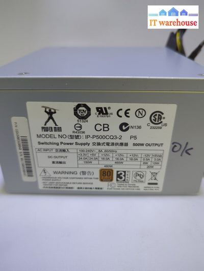 Power Man 500W Atx Power Supply Ip-P500Cq3-2 2X 6Pin Pcie/4 + 4 Cpu *Tested* -